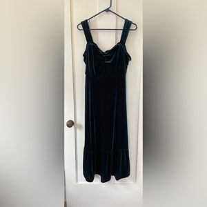 Teal Velvet Mid-Length Dress